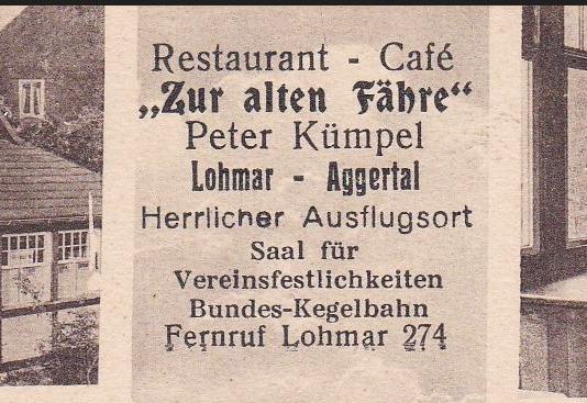 Vintage-Werbung für Restaurant Café zur alten Fähre